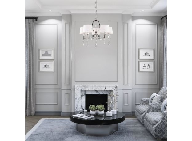 Умный потолочный светильник с хрусталем 10127/5 хром/прозрачный хрусталь Strotskis Smart (10093/5)