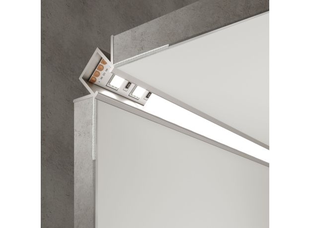 Встраиваемый угловой алюминиевый профиль (внутренний угол) для светодиодной ленты LL-2-ALP014