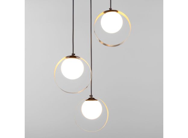 Подвесной светильник со стеклянными плафонами 50205/3 черный/бронза