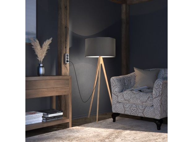 Розетка тройная с заземлением и шторками Gallant графит рифленый W5073104