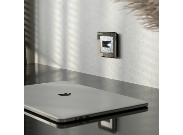 Накладка для двойной розетки Еthernet RJ-45 (Hammaer серебряный) W1291106