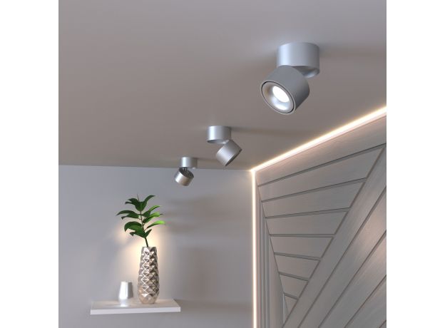 Накладной потолочный светодиодный светильник DLR031 15W 4200K 3100 серебро матовый