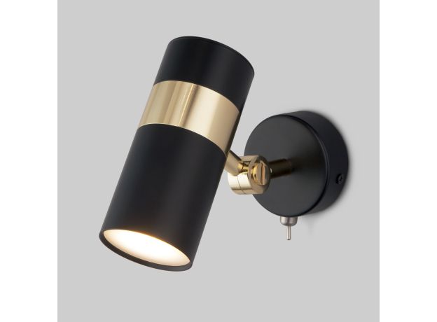 Настенный светильник с выключателем 20096/1 черный/золото