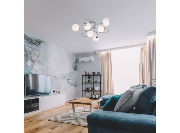 Потолочная люстра со стеклянными плафонами 30136/6 хром