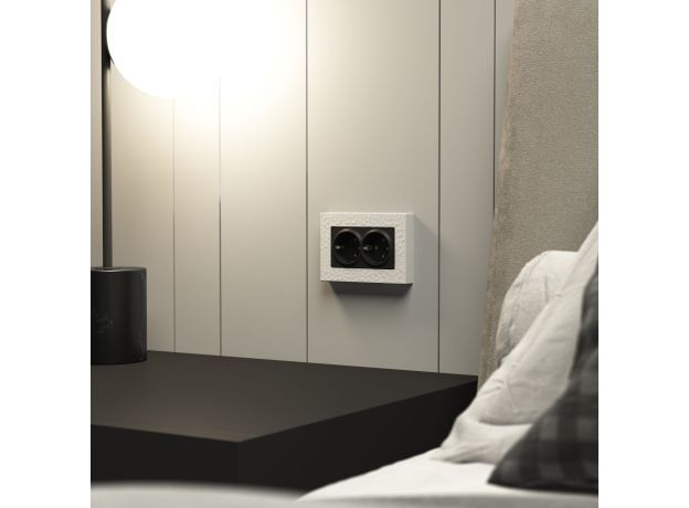 Рамка из поликарбоната для двойной розетки Hammer белый W0082401