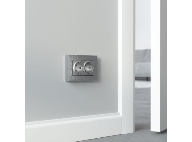 Рамка из поликарбоната для двойной розетки Hammer серебряный W0082406