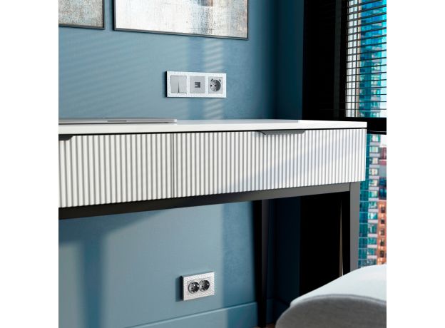 Рамка из поликарбоната для двойной розетки Hammer серебряный W0082406