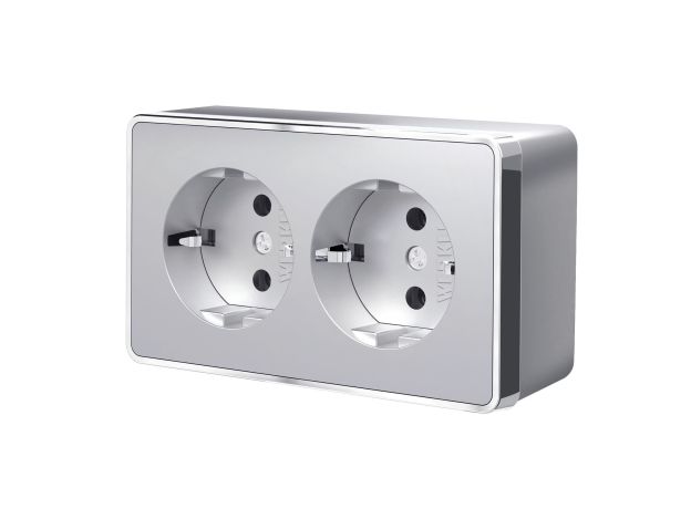 Розетка двойная с заземлением Gallant серебряный W5072106