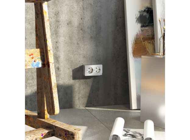 Розетка двойная с заземлением Gallant серебряный W5072106