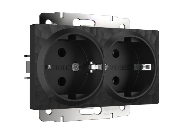 Розетка двойная с заземлением (Hammar черный) W1272008