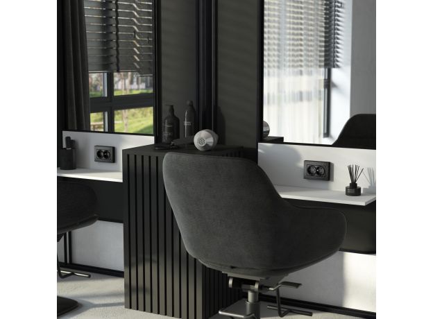 Розетка двойная с заземлением (Hammar черный) W1272008