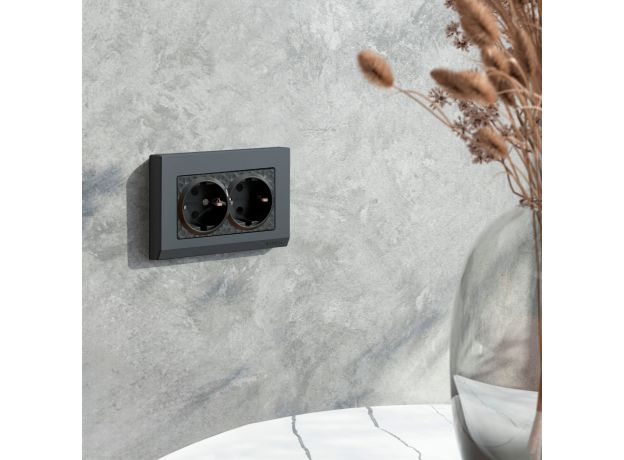 Розетка двойная с заземлением (Hammar черный) W1272008