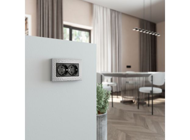 Розетка двойная с заземлением (Hammar черный) W1272008