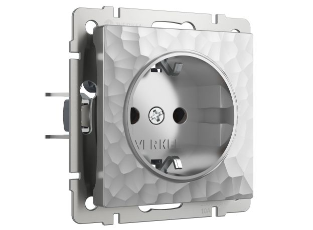 Розетка с заземлением и шторками (Hammaer серебряный) W1271106