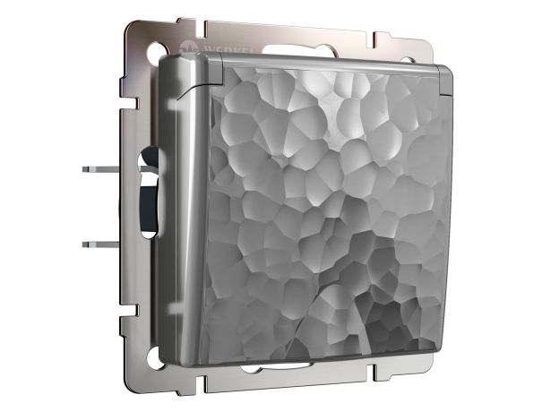 Розетка влагозащ. с зазем. с защит. крышкой и шторками (Hammaer серебряный) W1271206