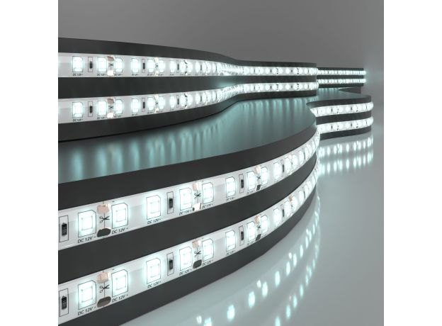 Светодиодная лента 12 В 9,6 Вт/м 120 Led/м 2835 IP65, холодный белый 6500K, 5 м Лента светодиодная 12V 9,6W 120Led 2835 IP65 холодный белый, 5м