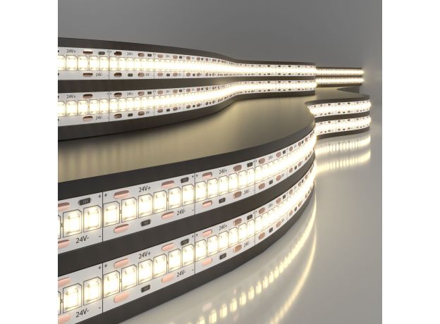 Светодиодная лента 24 В 24 Вт/м 240 Led/м 2835 IP20, теплый белый 3300K, 5 м Лента светодиодная 24V 24W 240Led 2835 IP20 тёплый белый, 5м