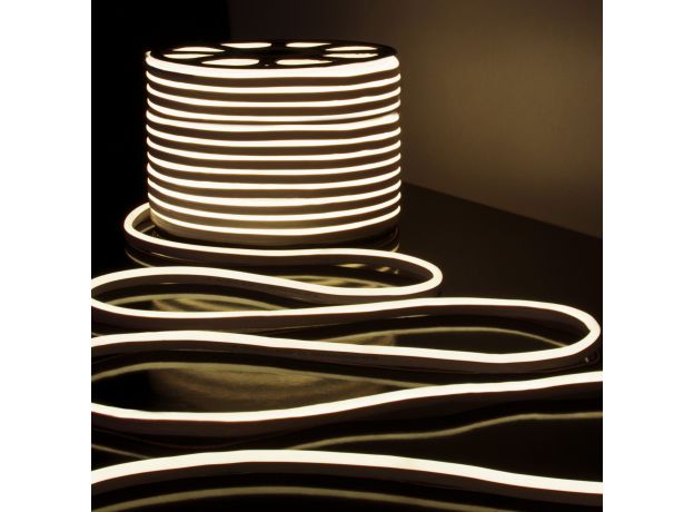 Светодиодный гибкий неон 220 В 9.6 Вт/м 120 Led/м 2835 IP67, односторонний дневной белый 4200 K, 50 м Гибкий неон 220V 9,6W 120Led 2835 IP67 односторонний дневной белый, 50 м