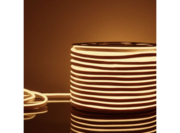 Светодиодный гибкий неон 220 В 9.6 Вт/м 120 Led/м 2835 IP67, односторонний теплый белый 3300 K, 50 м Гибкий неон 220V 9,6W 120Led 2835 IP67 односторонний теплый белый, 50 м