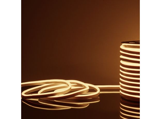 Светодиодный гибкий неон 220 В 9.6 Вт/м 120 Led/м 2835 IP67, односторонний теплый белый 3300 K, 50 м Гибкий неон 220V 9,6W 120Led 2835 IP67 односторонний теплый белый, 50 м