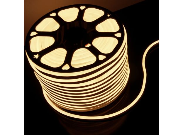 Светодиодный гибкий неон 220 В 9.6 Вт/м 120 Led/м 2835 IP67, односторонний теплый белый 3300 K, 50 м Гибкий неон 220V 9,6W 120Led 2835 IP67 односторонний теплый белый, 50 м
