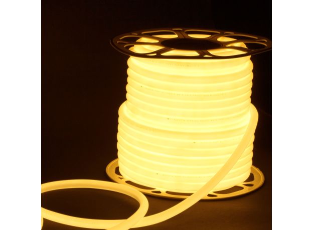 Светодиодный гибкий неон 220 В 9.6 Вт/м 144 Led 2835 IP67, круглый теплый белый 3300 K, 50 м Гибкий неон 220V 9,6W 144Led 2835 IP67 круглый теплый белый, 50 м