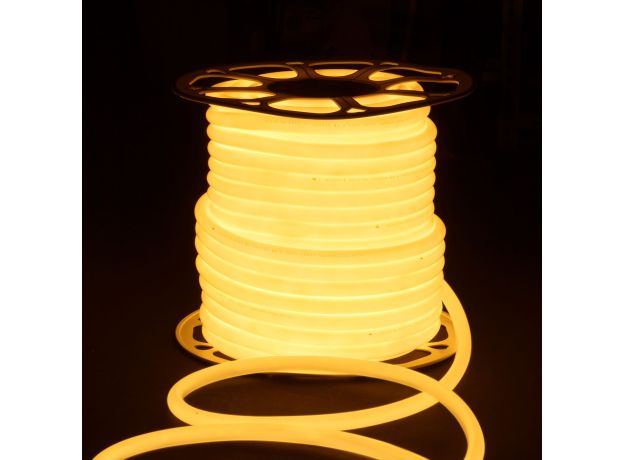 Светодиодный гибкий неон 220 В 9.6 Вт/м 144 Led 2835 IP67, круглый теплый белый 3300 K, 50 м Гибкий неон 220V 9,6W 144Led 2835 IP67 круглый теплый белый, 50 м