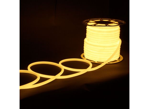 Светодиодный гибкий неон 220 В 9.6 Вт/м 144 Led 2835 IP67, круглый теплый белый 3300 K, 50 м Гибкий неон 220V 9,6W 144Led 2835 IP67 круглый теплый белый, 50 м