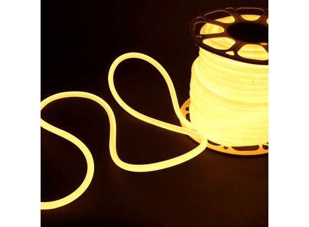 Светодиодный гибкий неон 220 В 9.6 Вт/м 144 Led 2835 IP67, круглый теплый белый 3300 K, 50 м Гибкий неон 220V 9,6W 144Led 2835 IP67 круглый теплый белый, 50 м