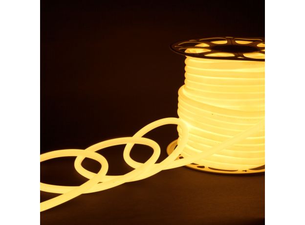 Светодиодный гибкий неон 220 В 9.6 Вт/м 144 Led 2835 IP67, круглый теплый белый 3300 K, 50 м Гибкий неон 220V 9,6W 144Led 2835 IP67 круглый теплый белый, 50 м