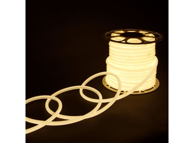 Светодиодный гибкий неон 220 В 9.6 Вт/м 144 Led/м 2835 IP67, круглый дневной белый 4200 K, 50 м Гибкий неон 220V 9,6W 144Led 2835 IP67 круглый дневной белый, 50 м