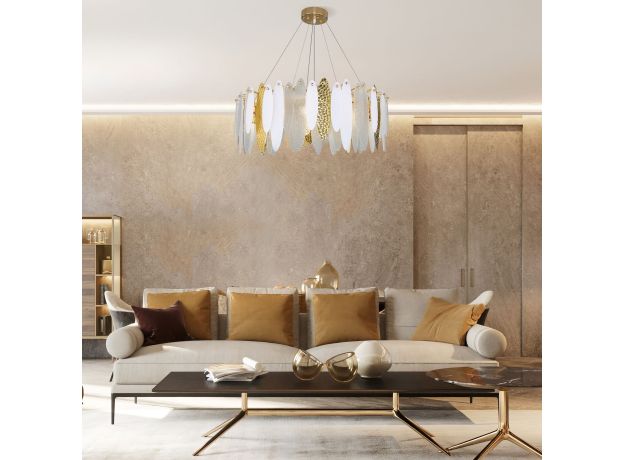 Умная подвесная люстра с фактурным стеклом 326/10