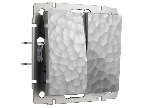 Выключатель двухклавишный (Hammaer серебряный) W1220006