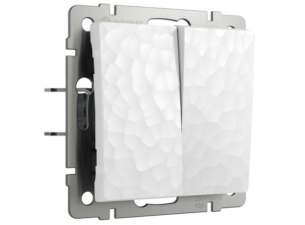 Выключатель двухклавишный (Hammer белый) W1220001