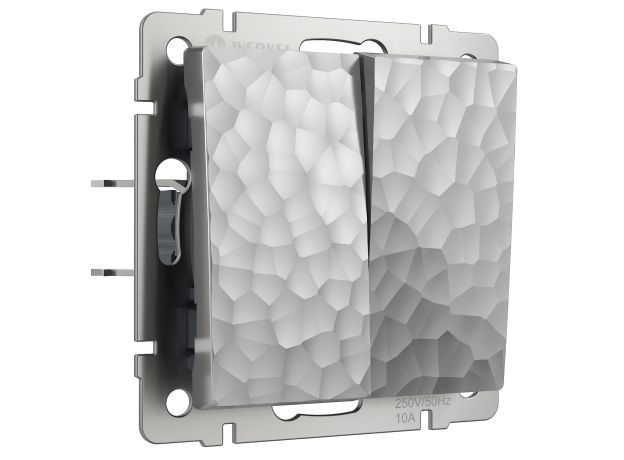 Выключатель двухклавишный проходной (Hammaer серебряный) W1222006