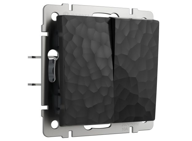 Выключатель двухклавишный проходной (Hammar черный) W1222008