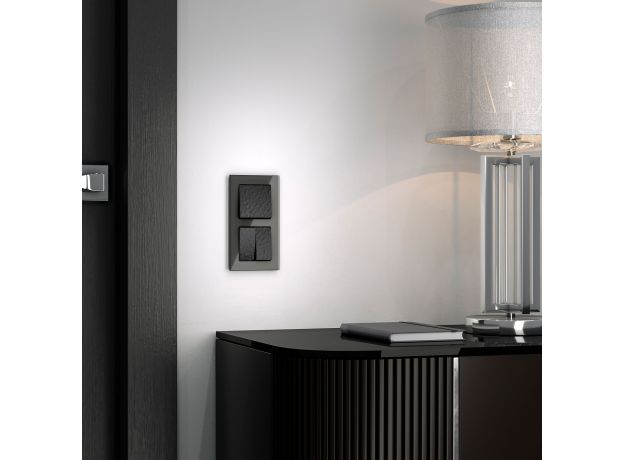 Выключатель двухклавишный проходной (Hammar черный) W1222008