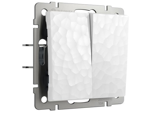 Выключатель двухклавишный проходной (Hammer белый) W1222001