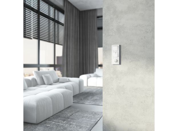 Выключатель двухклавишный проходной (Hammer белый) W1222001