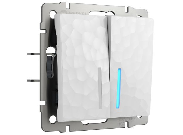 Выключатель двухклавишный проходной с подсветкой белый W1222101