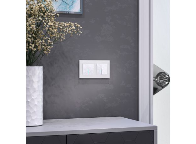 Выключатель двухклавишный проходной с подсветкой белый W1222101