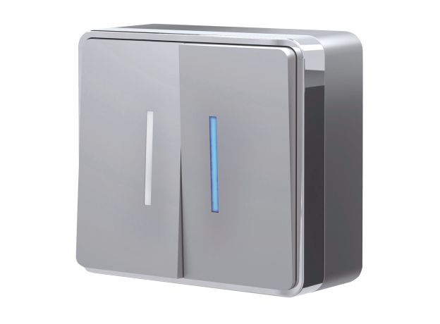 Выключатель двухклавишный с подсветкой Gallant серебряный W5020106