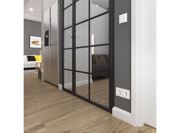 Выключатель двухклавишный с подсветкой (Hammer белый) W1220101