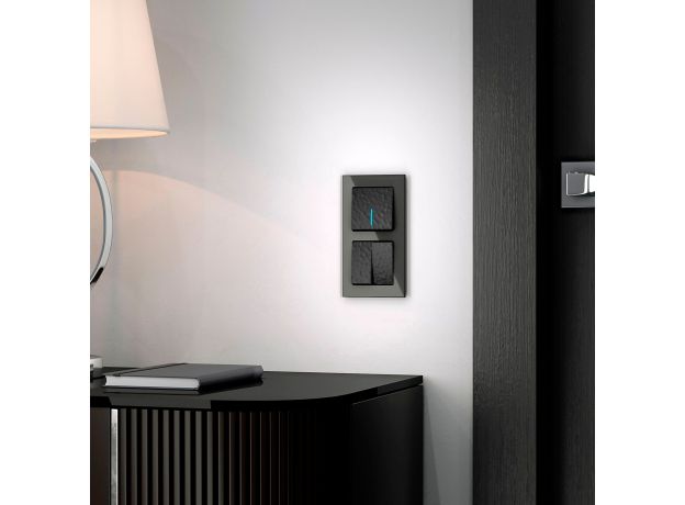 Выключатель одноклавишный проходной с подсветкой черный W1212108