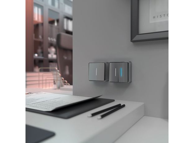 Выключатель одноклавишный с подсветкой Gallant серебряный W5010106