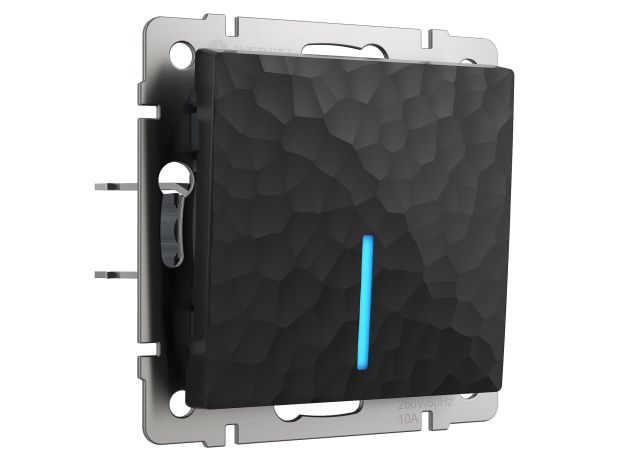 Выключатель одноклавишный с подсветкой (Hammar черный) W1210108