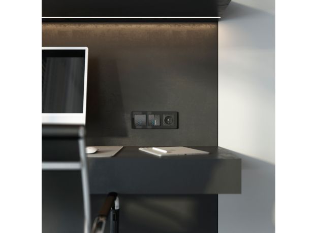 Выключатель одноклавишный с подсветкой (Hammar черный) W1210108