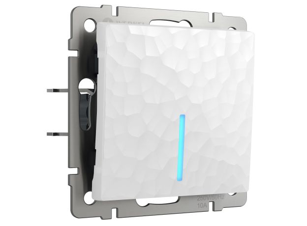 Выключатель одноклавишный с подсветкой (Hammer белый) W1210101