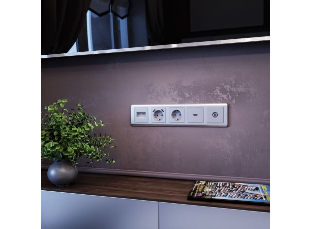 Рамка из поликарбоната на 5 постов Stream серебряный W0052106