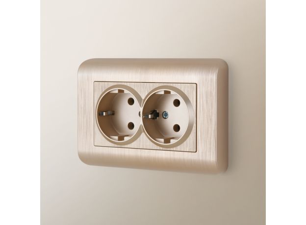 Рамка из поликарбоната для двойной розетки Stream шампань W0082111